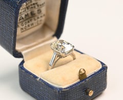 Art Deco GIA 5.50 Carat Antique Cushion Cut Ring. Diamond Accent Platinum K SI2