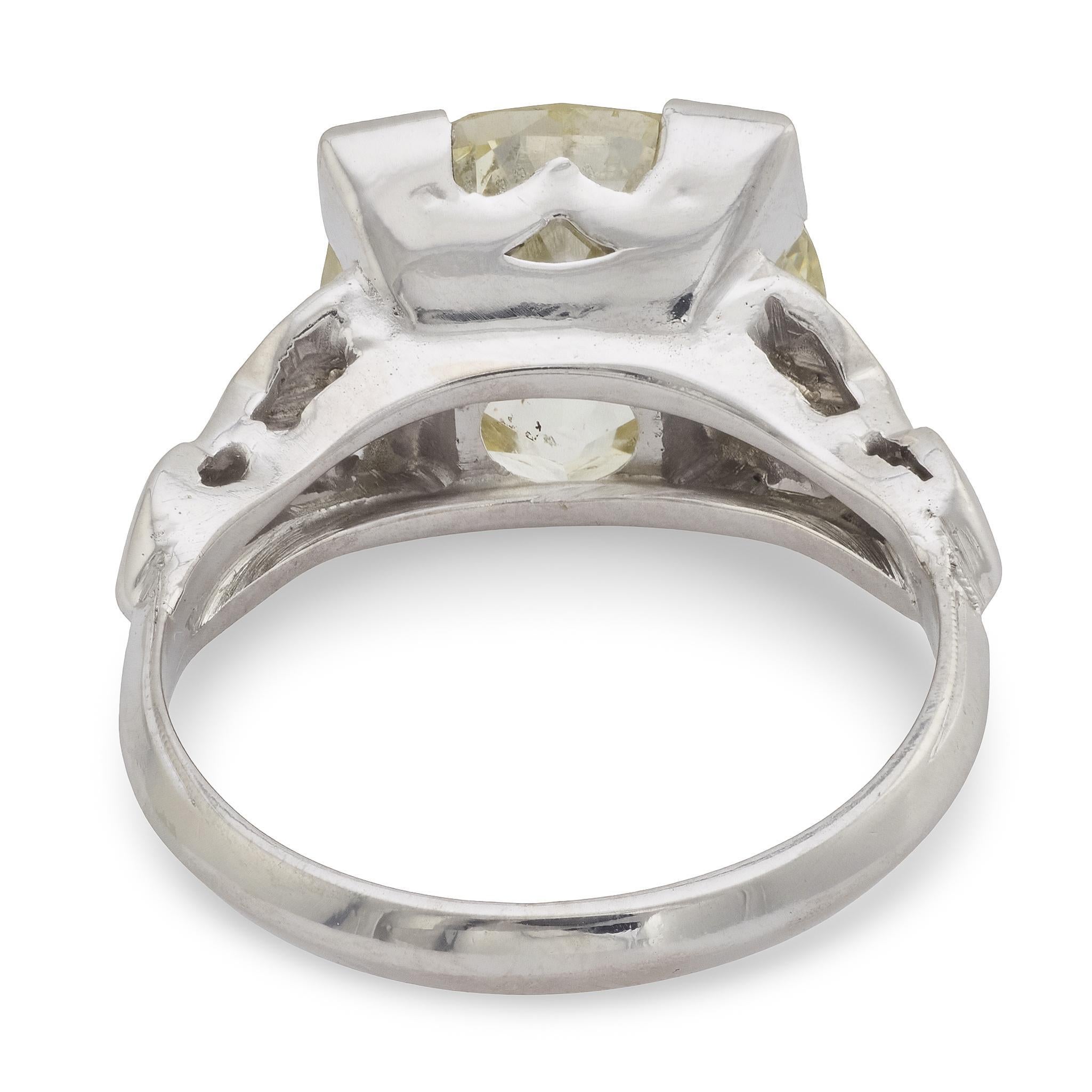 Art Deco GIA 5,93 Karat Diamant 18k Weißgold Verlobungsring im Angebot 1