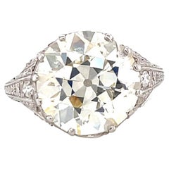 Art Deco GIA 6.30 Carat Brilliant Cut Diamond Platinum Solitaire Engagement Ring