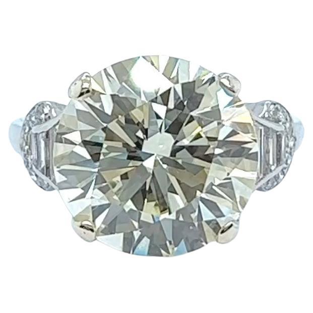 Art Deco GIA 6.34 Carat Round Brilliant Cut Diamond Platinum Engagement Ring