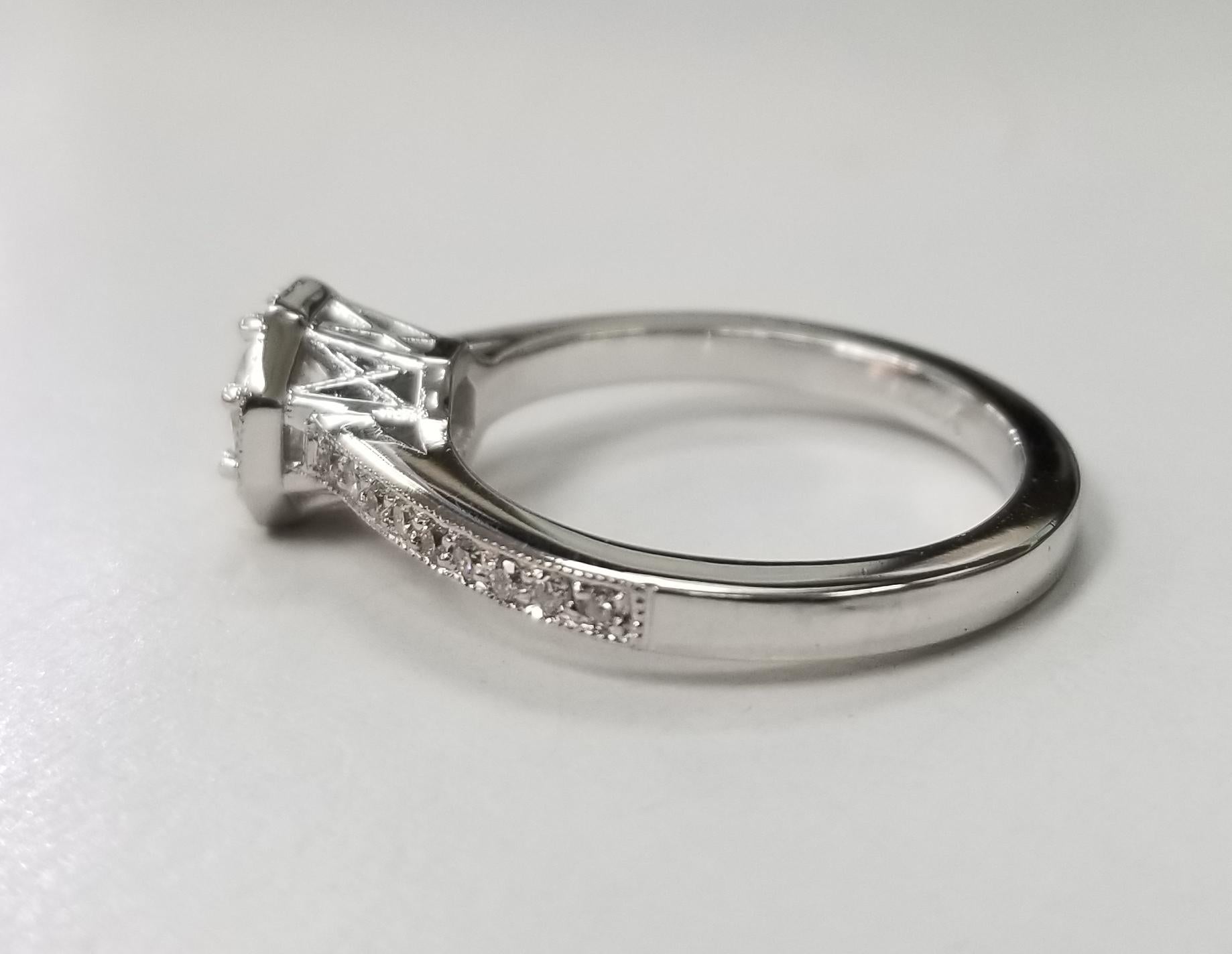 Round Cut Art Deco Style GIA .57pts. H VS1 Diamond Engraved Diamond Ring