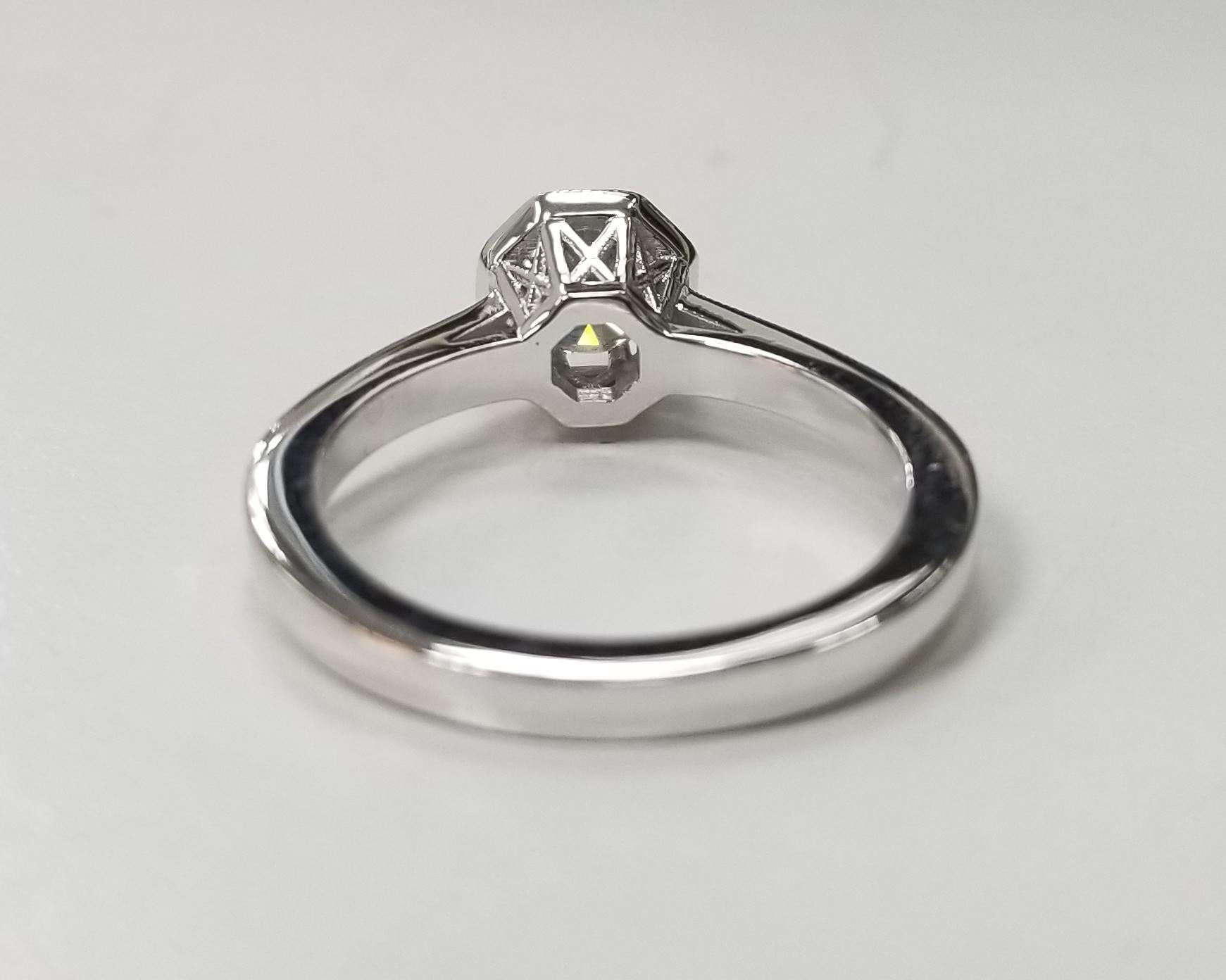Art Deco Style GIA .57pts. H VS1 Diamond Engraved Diamond Ring In New Condition In Los Angeles, CA
