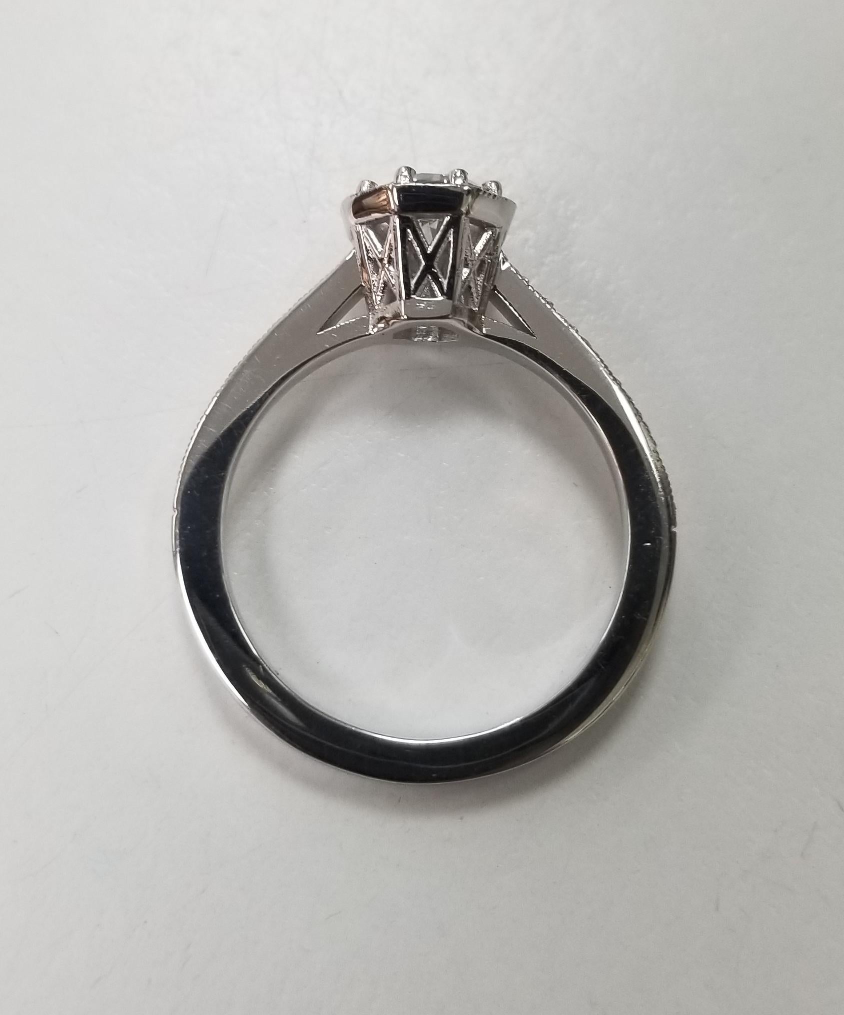 Women's or Men's Art Deco Style GIA .57pts. H VS1 Diamond Engraved Diamond Ring