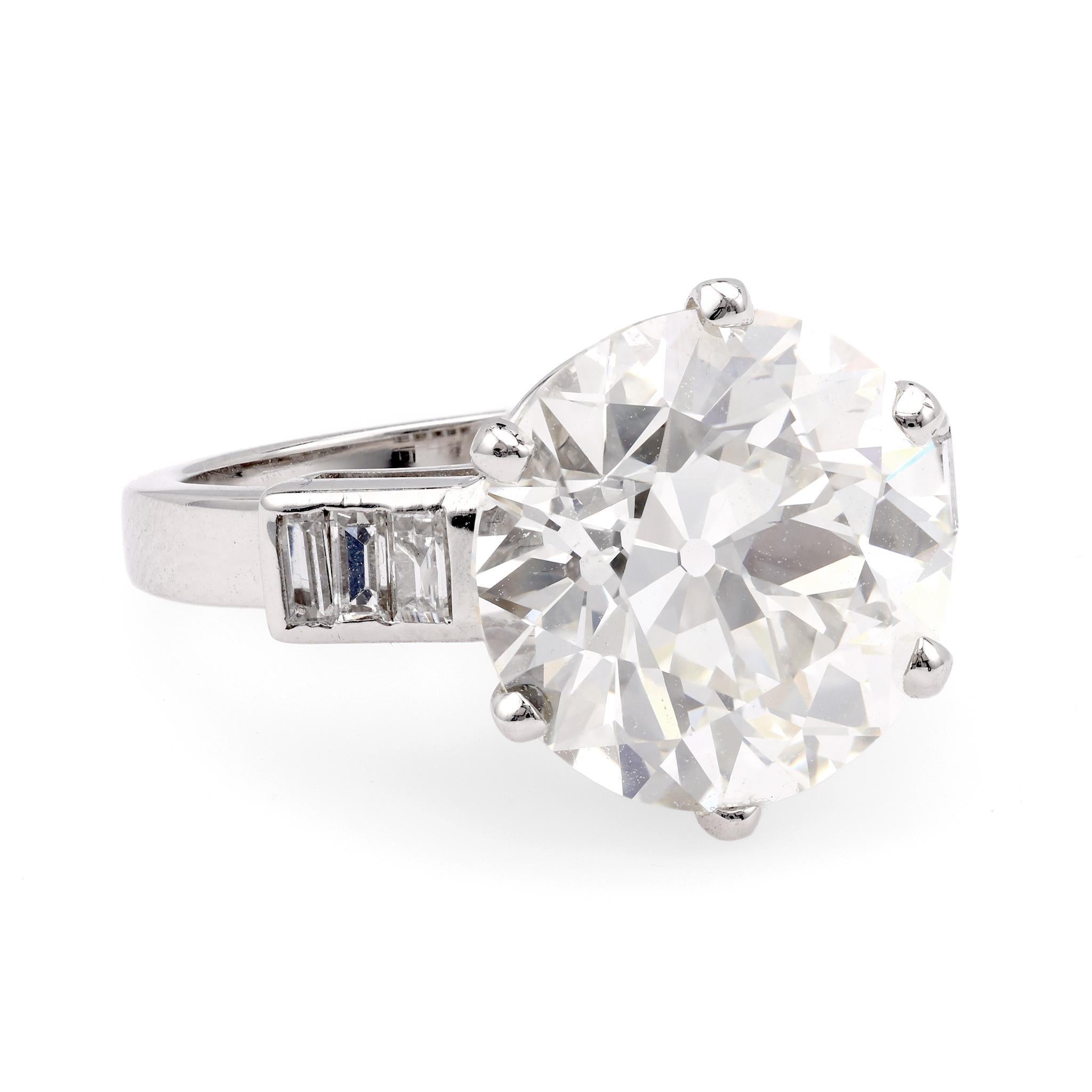 Art Deco GIA 6.69 Karat Platin-Verlobungsring mit Diamant im alteuropäischen Schliff (Art déco)
