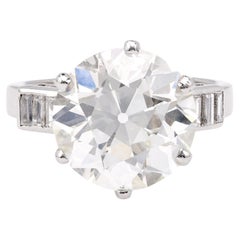 Art Deco GIA 6.69 Carat Old European Cut Diamond Platinum Engagement Ring