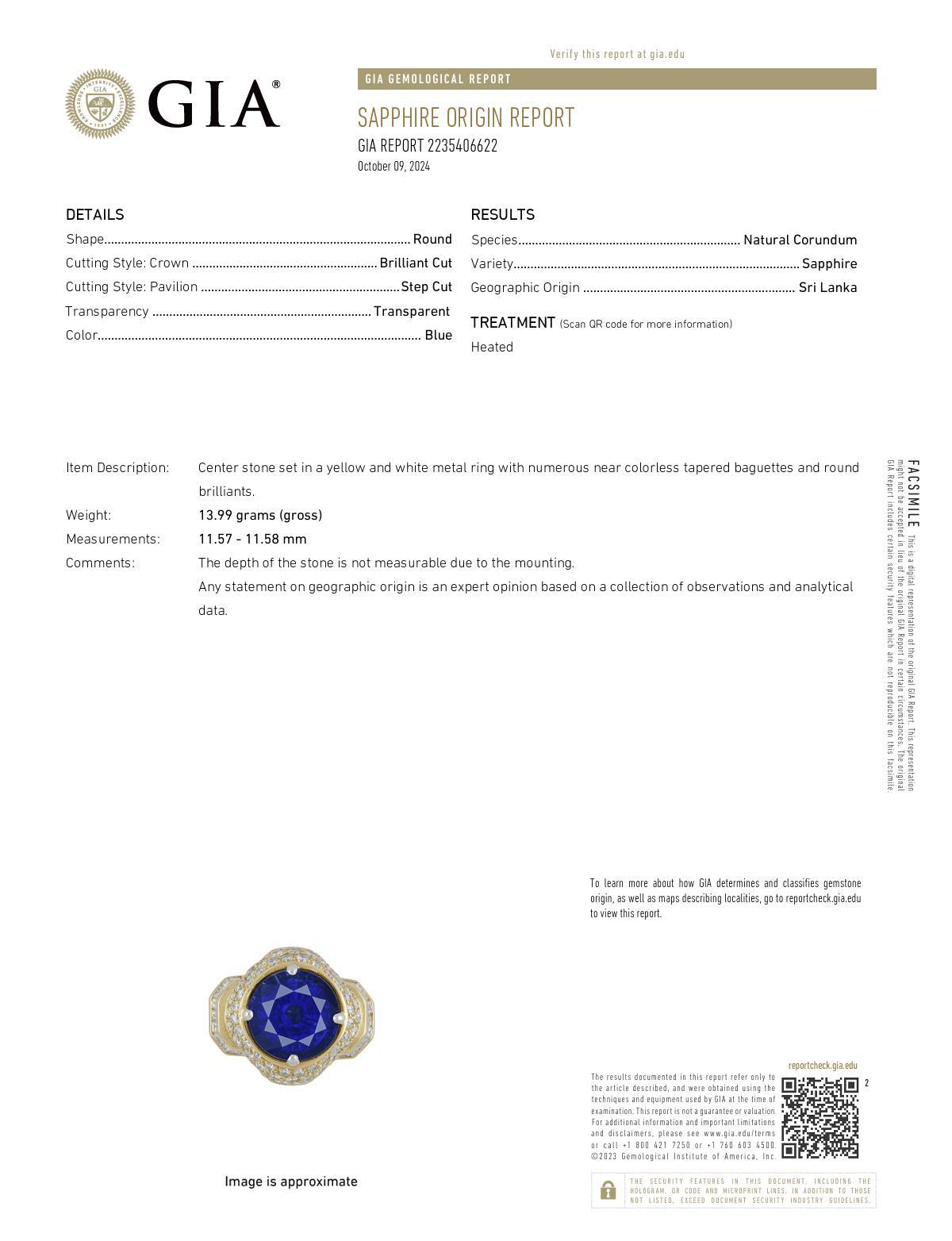 Women's Art Deco GIA 7.45 carat Ceylon sapphire diamond platinum ring For Sale