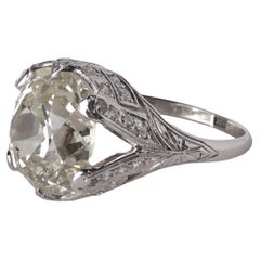 Art Deco GIA 7.60 Carats Old Mine Cut Diamond Platinum Ring