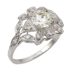 Art Deco Verlobungsring, GIA .81 Karat Diamant Platin