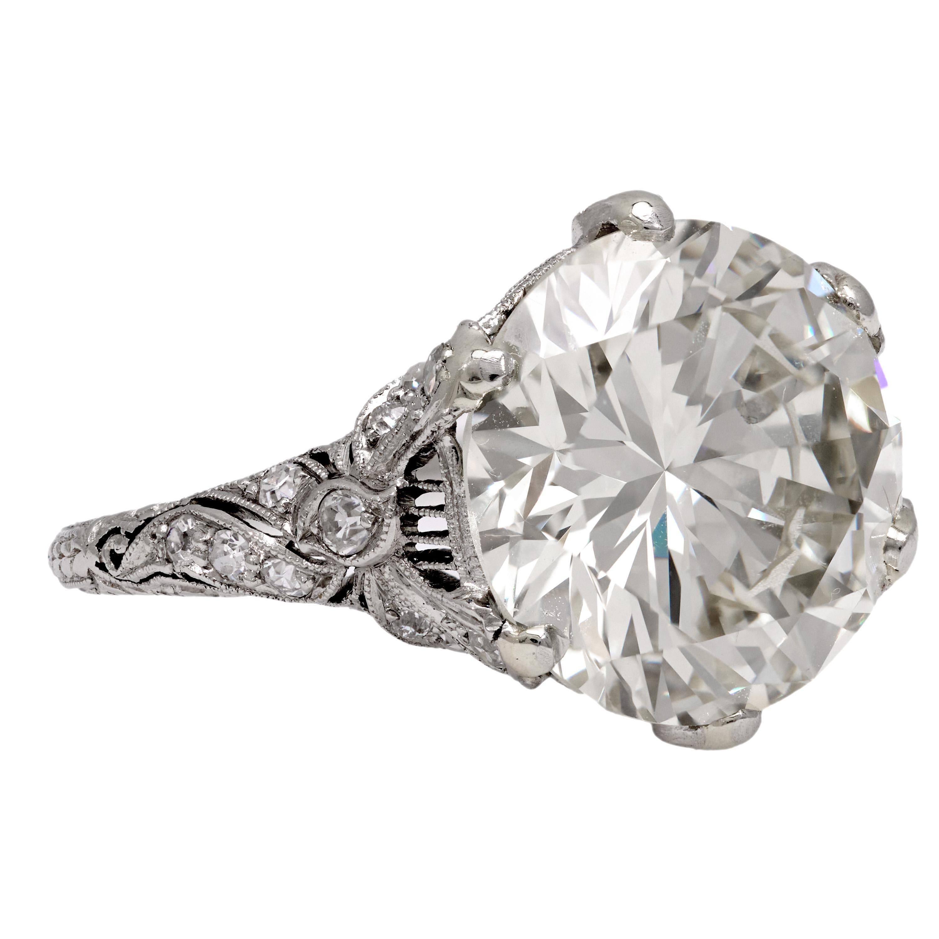 Brilliant Cut Art Deco GIA 8.84 carat diamond platinum ring For Sale