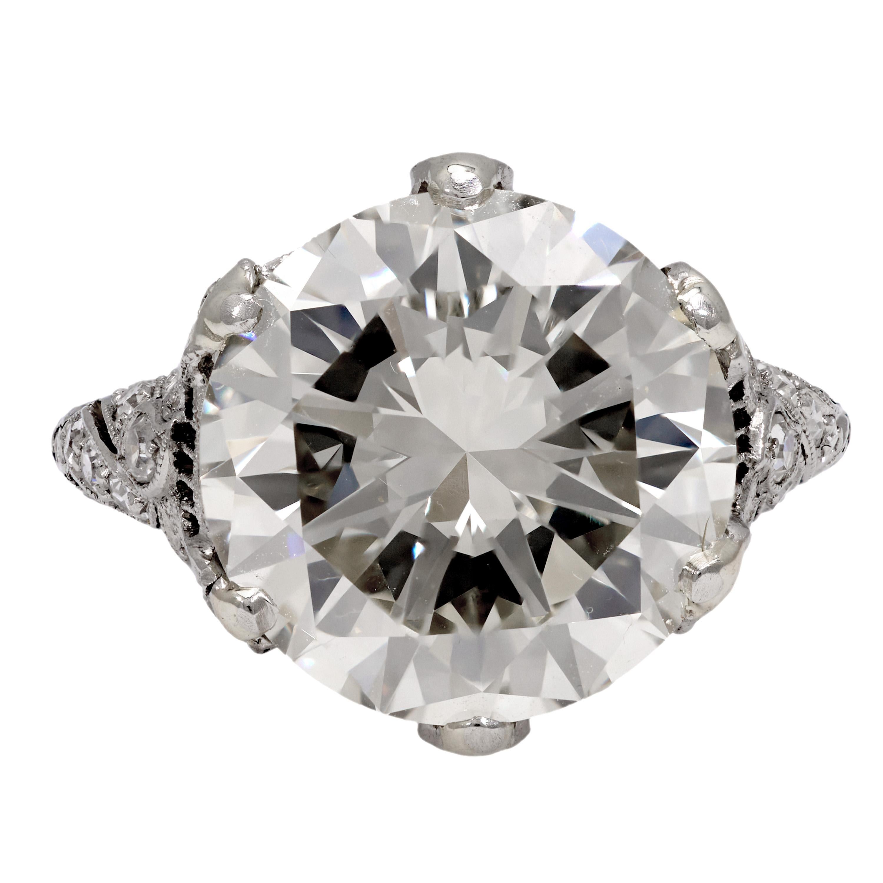 Art Deco GIA 8.84 carat diamond platinum ring In Good Condition For Sale In Beverly Hills, CA