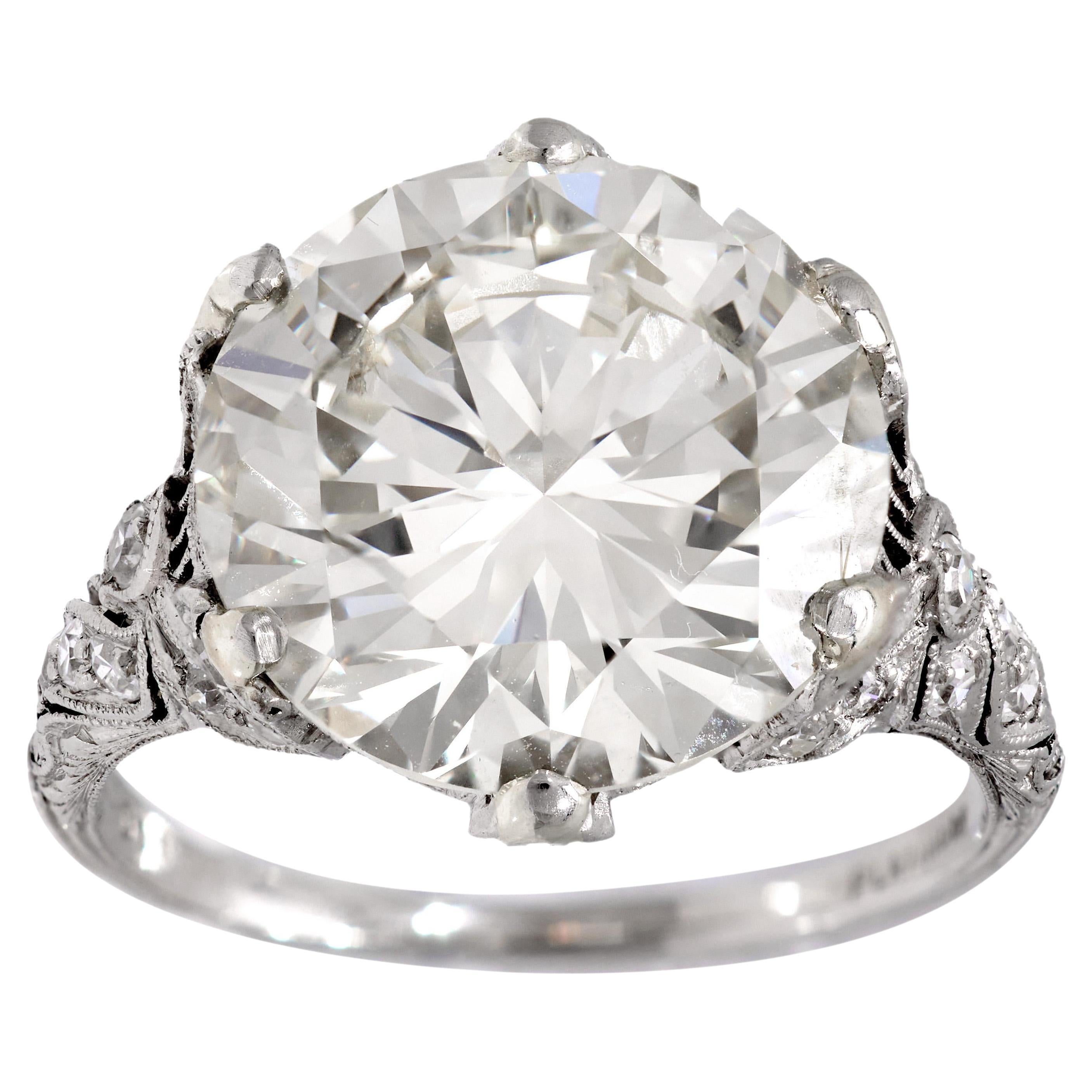 Art Deco GIA 8.84 carat diamond platinum ring For Sale