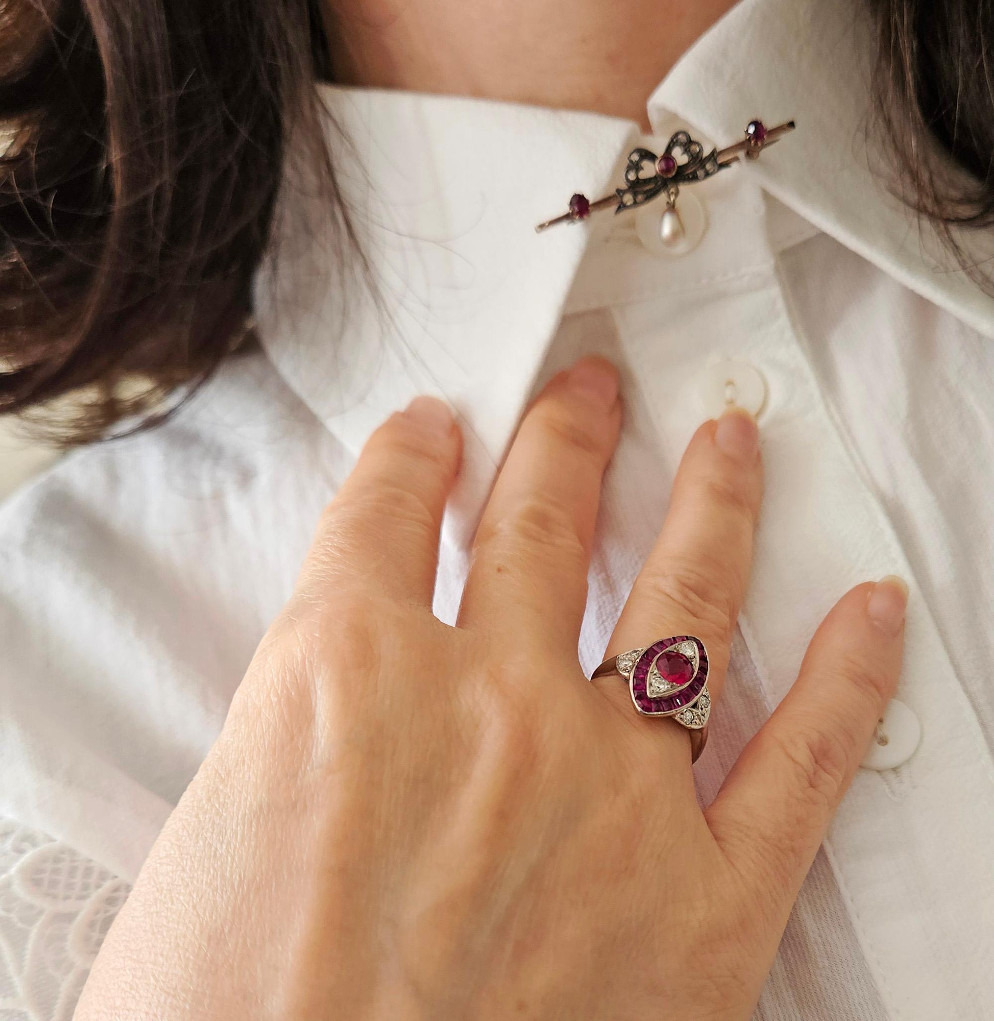 Anello d'epoca in platino con diamanti e rubini di Burma, Art of Vintage, GIA, 1930 in vendita 10