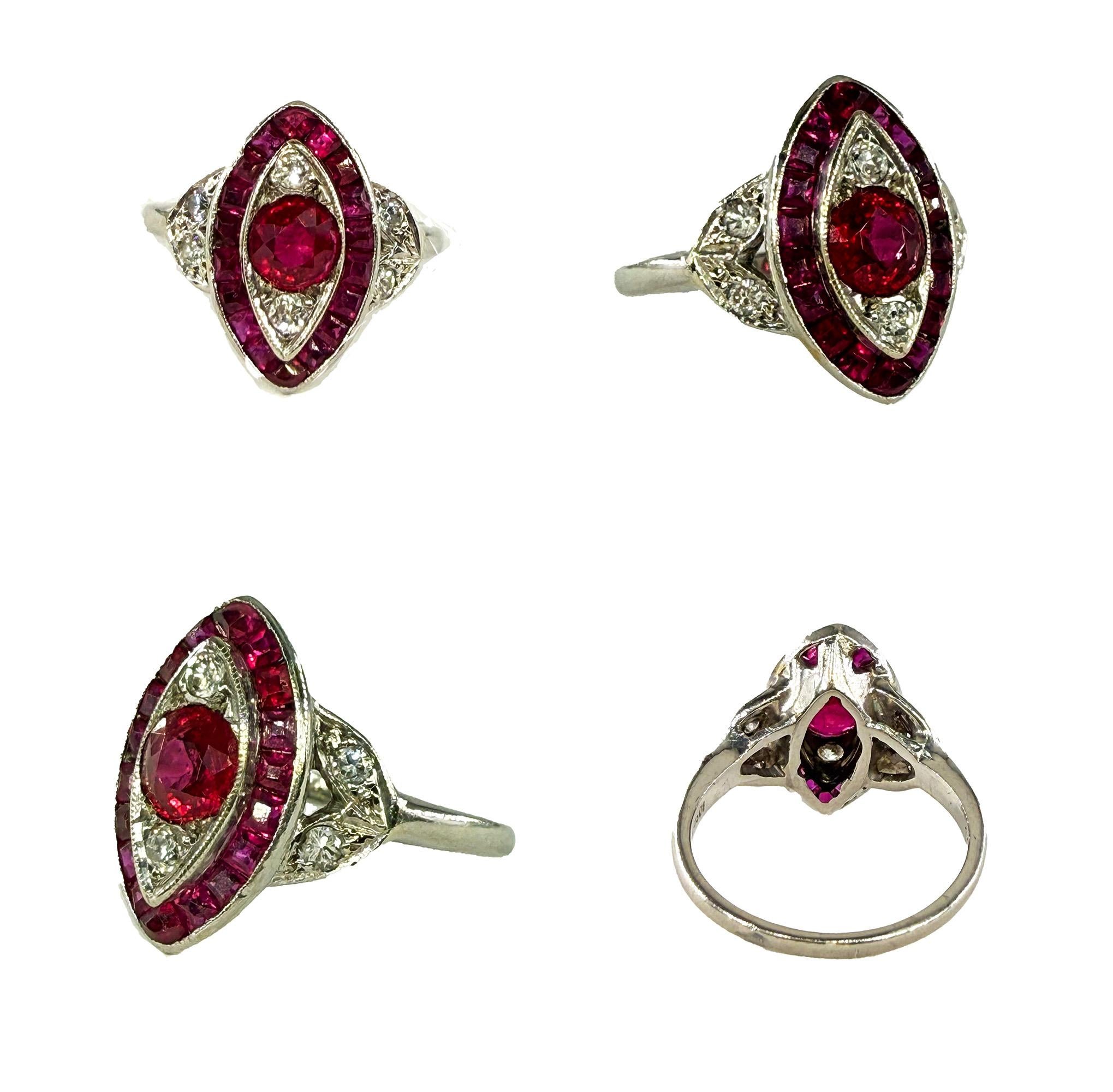 Circondato dall'amore, protetto dall'invidia: anello in platino con rubino di Birmania e diamanti 