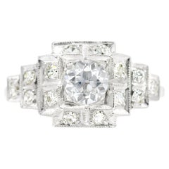 Antique Art Deco GIA Certified 0.46 Ct. Old Euro Diamond Engagement Ring D VS2, Platinum