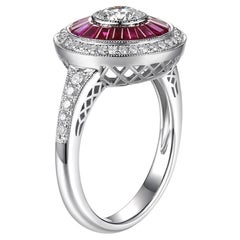 Art Deco GIA Certified 0.50 Carat Diamond Ruby Platinum Engagement Ring