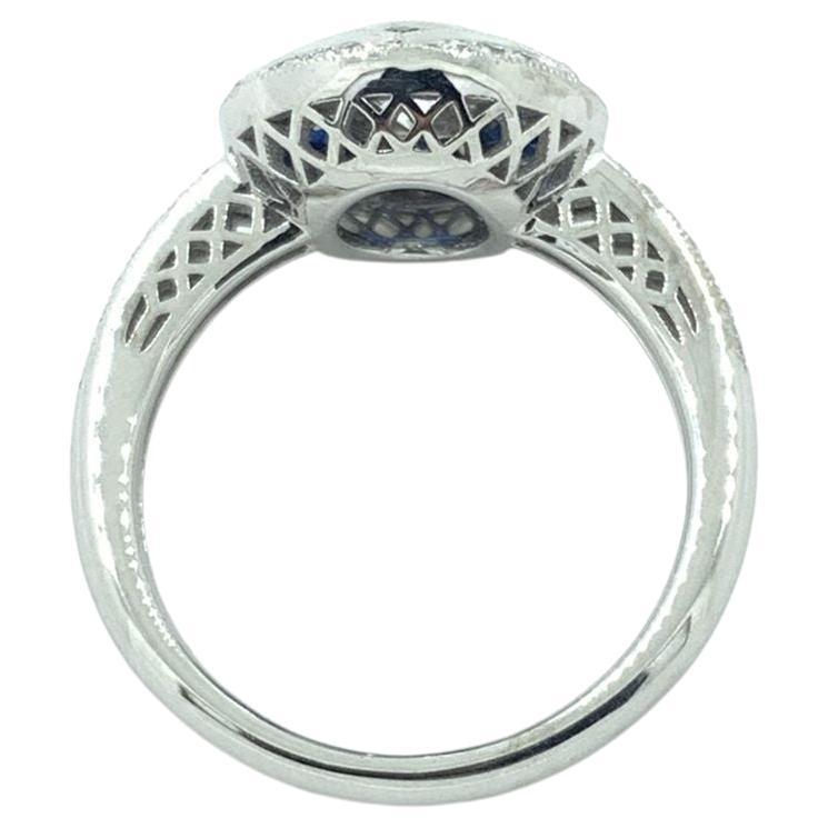 Verlobungsring aus Platin mit GIA-zertifiziertem 0,50 Karat Diamant und Saphir im Art déco-Stil Damen im Angebot