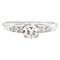 Antique Art Deco GIA Certified 0.61 Ct. Old European Engagement Ring H SI2 in Platinum