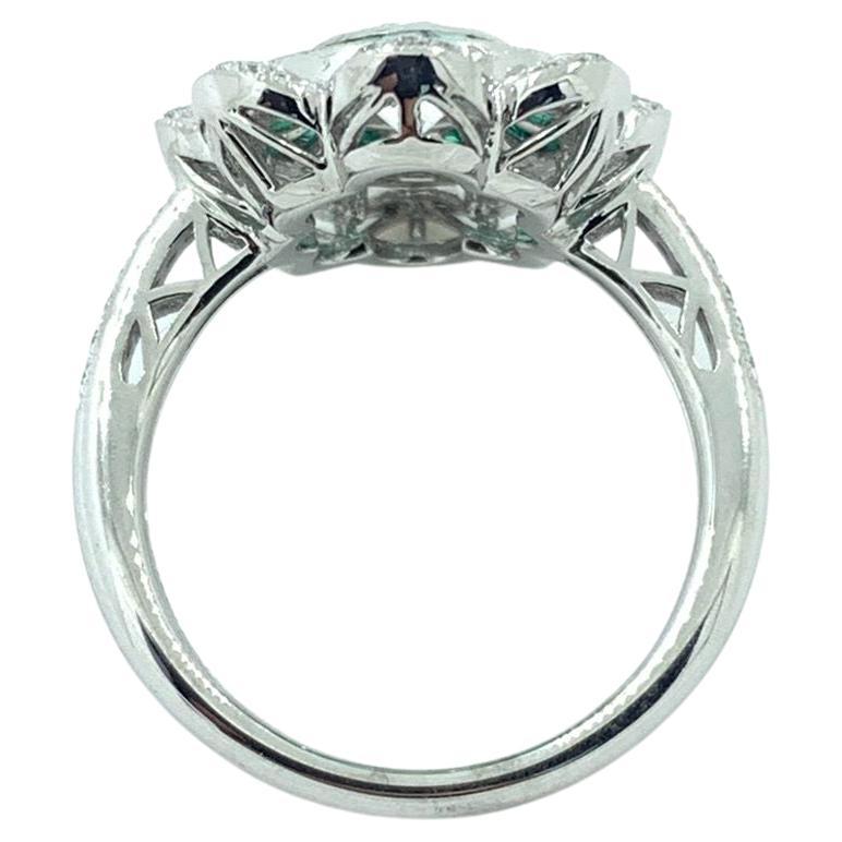 Art Deco GIA Certified 0.70 Carat Diamond Emerald Platinum Engagement Ring In New Condition For Sale In Hong Kong, HK