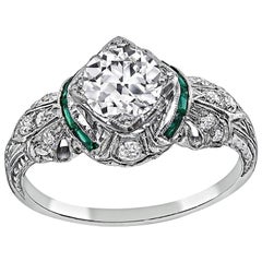 Antique Art Deco GIA Certified 0.82 Carat Diamond Engagement Ring