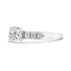 Art Deco GIA Certified 0.83 Ct. Arrowed Shoulder Diamond Engagement Ring J VS2