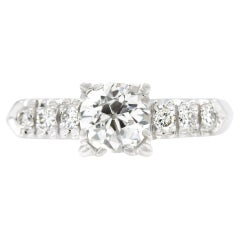 Art Deco GIA Certified 0.83 Ct. Arrowed Shoulder Diamond Engagement Ring J VS2