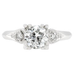 Antique Art Deco GIA Certified 0.88 Ct. Diamond Engagement Ring  E SI2 in Platinum