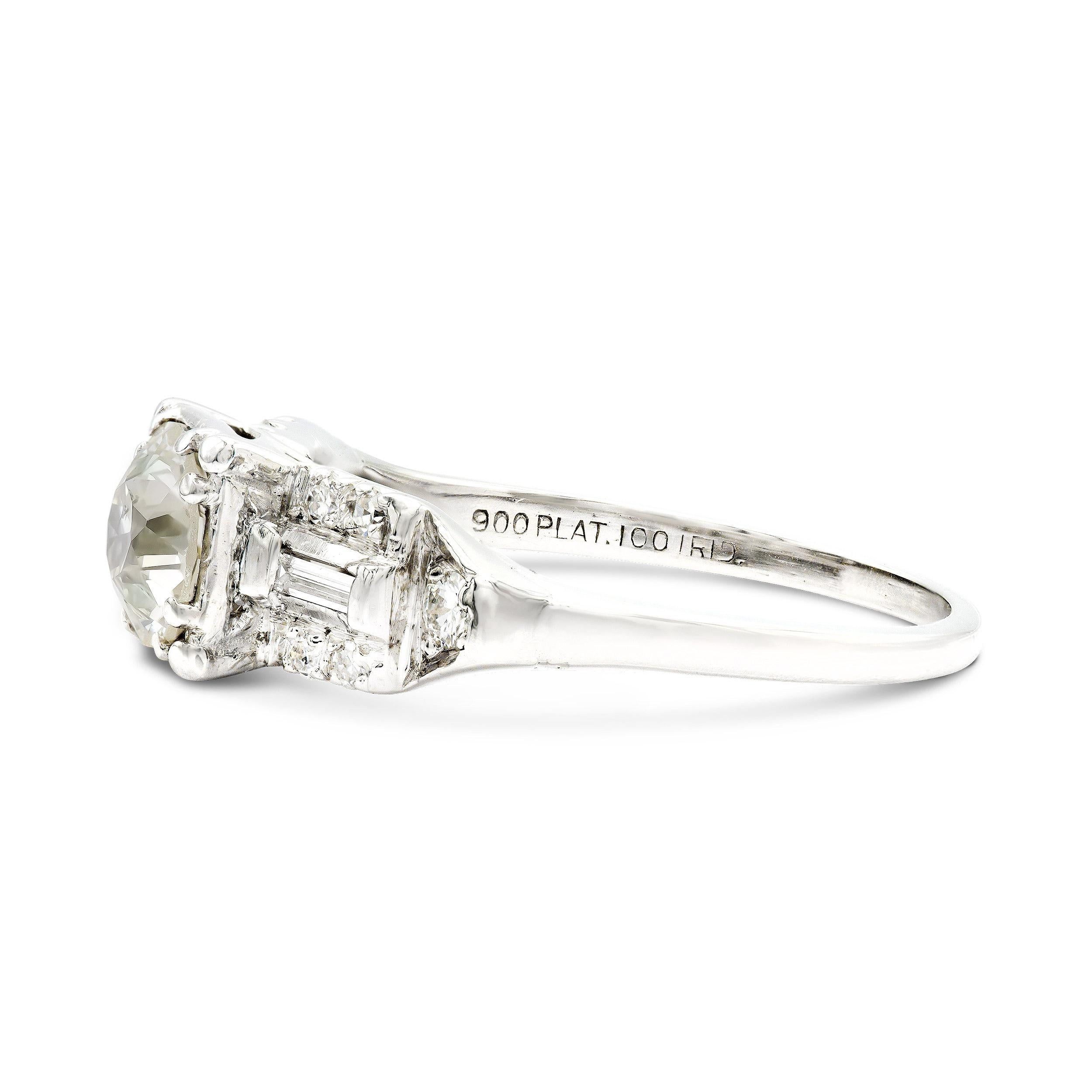 Old European Cut Art Deco GIA Certified 0.92 Ct. Diamond Engagement Ring J I1 in Platinum For Sale