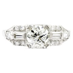 Antique Art Deco GIA Certified 0.92 Ct. Diamond Engagement Ring J I1 in Platinum