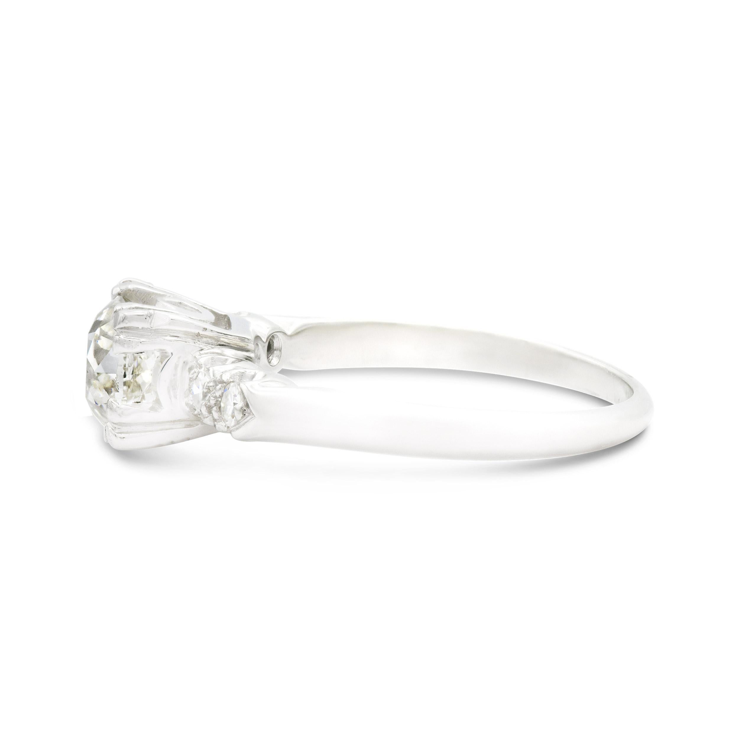 Old European Cut Art Deco GIA Certified 0.95 Ct. Platinum Engagement Ring I VS2 For Sale