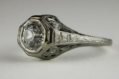 Art Deco GIA zertifiziert 1.00 Karat Diamant Verlobungsring