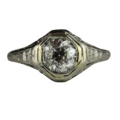Art Deco GIA zertifiziert 1.00 Karat Diamant Verlobungsring