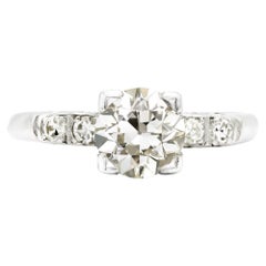 Antique Art Deco GIA Certified 1.07 Ct. Old European cut Engagement Ring, Platinum