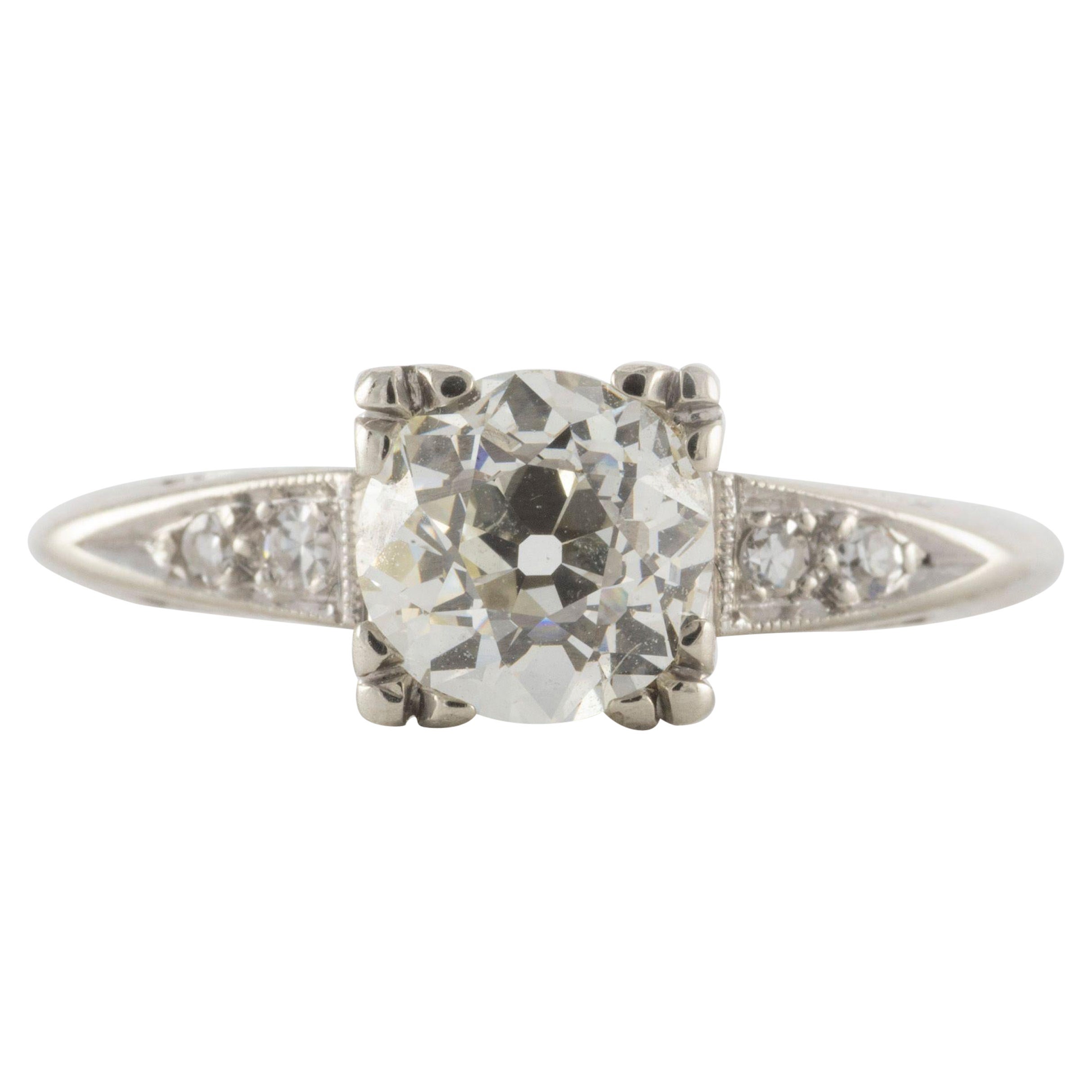 Art Deco GIA Certified 1.08 Carat Diamond Engagement Ring For Sale