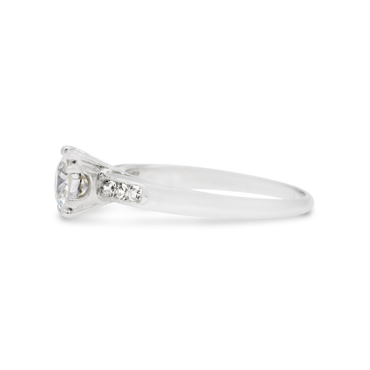 Old European Cut Art Deco GIA Certified 1.10 Ct. Diamond Engagement Ring K VS1 For Sale