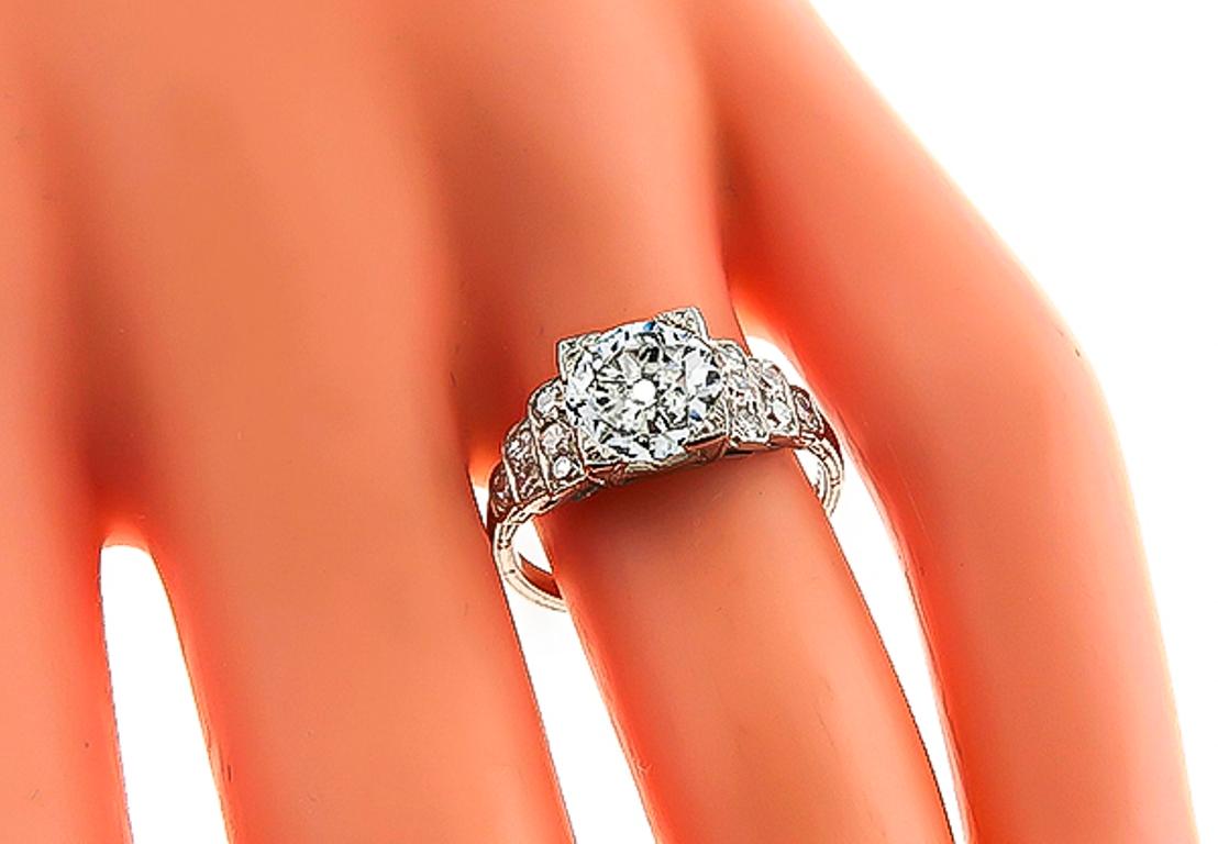 Art Deco Verlobungsring mit GIA-zertifiziertem 1,20 Karat Diamant (Alteuropäischer Schliff) im Angebot