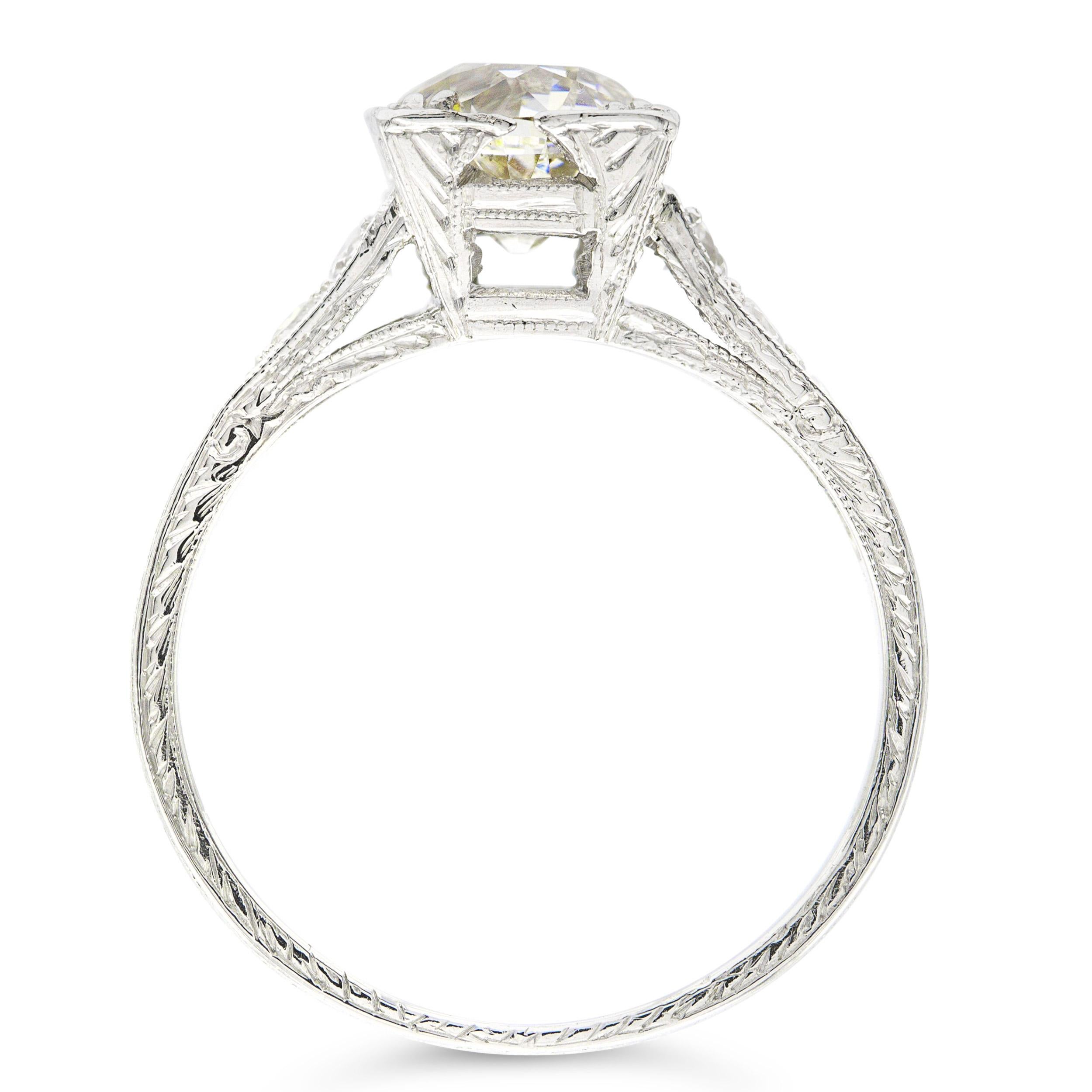 Old European Cut Art Deco GIA Certified 1.29 Ct. Old European Diamond Engagement Ring L I1 For Sale