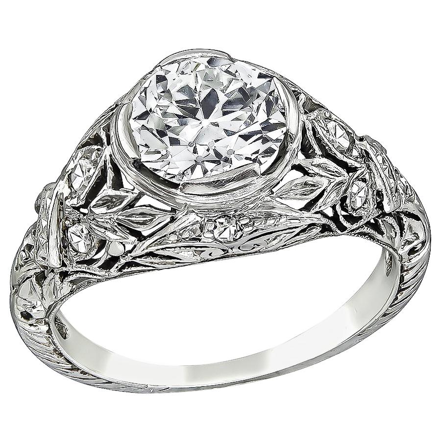 Art Deco Verlobungsring mit GIA-zertifiziertem 1,33 Karat Diamant