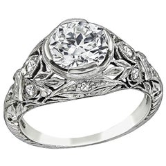 Art Deco GIA Certified 1.33 Carat Diamond Engagement Ring