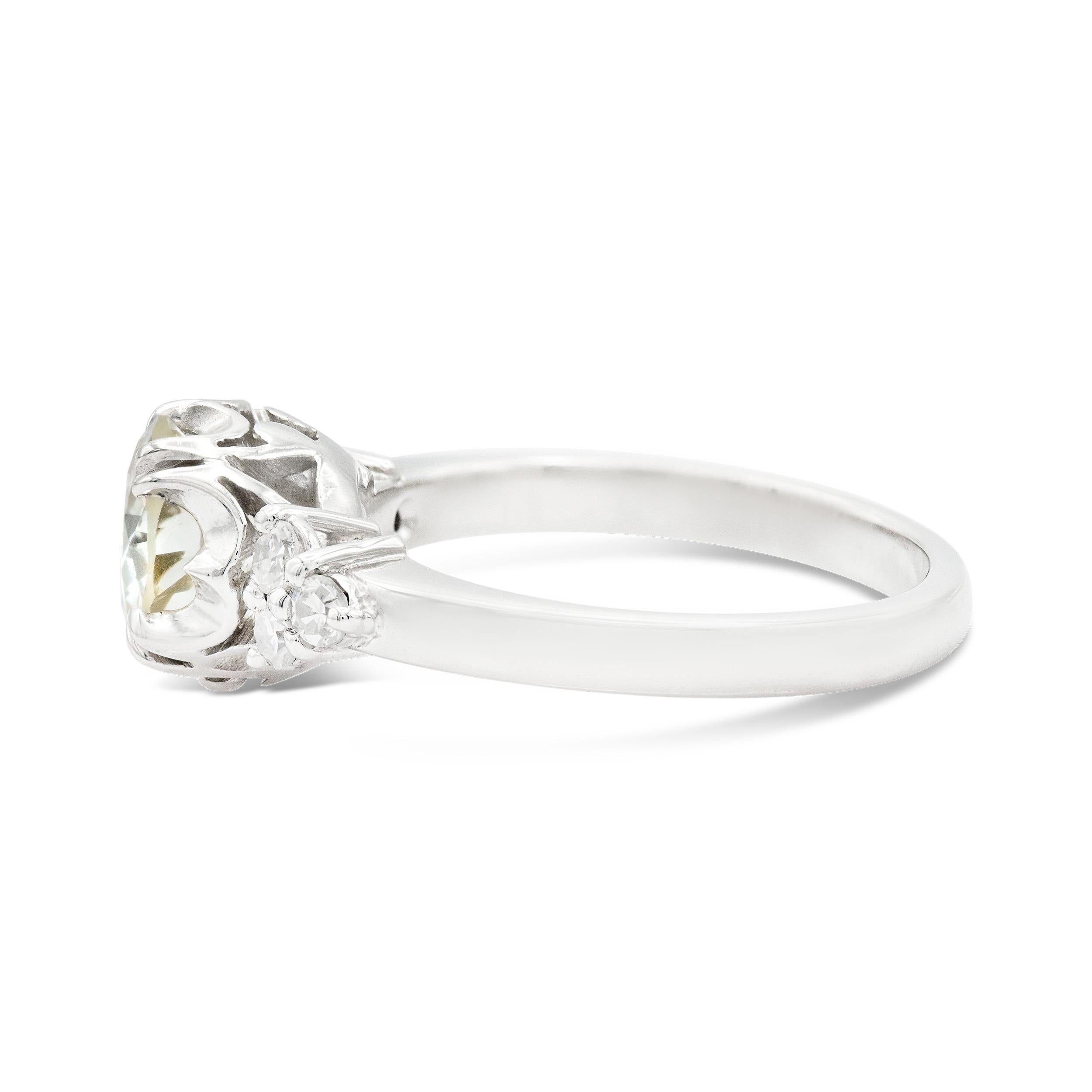 Art Deco GIA-zertifiziert 1,44 Karat. Verlobungsring mit alteuropäischem Schliff O SI1 (Art déco)