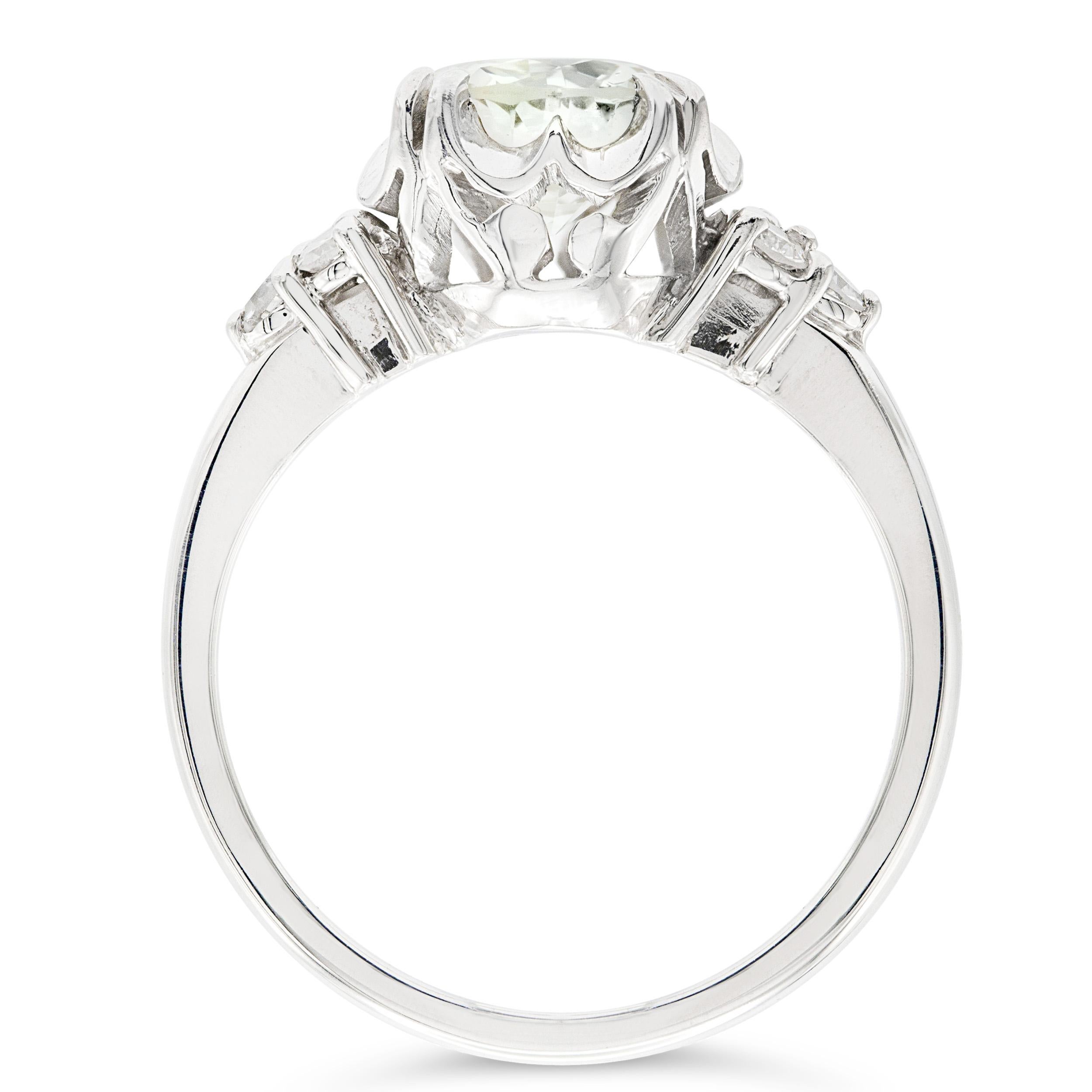 Art Deco GIA-zertifiziert 1,44 Karat. Verlobungsring mit alteuropäischem Schliff O SI1 (Alteuropäischer Schliff)