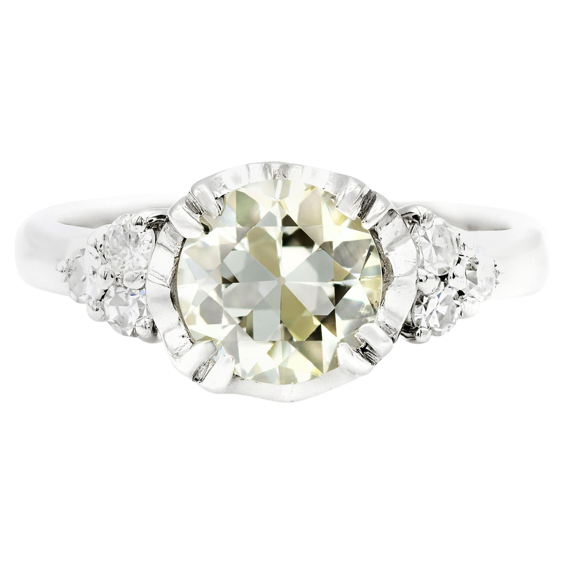 Art Deco GIA Certified 1.44 Ct. Old European Cut Engagement Ring O SI1 For Sale