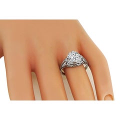 Art Deco GIA Certified 1.68ct Diamond Engagement Ring