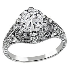 Bague de fiançailles Art déco en diamants certifiés GIA de 1,68 carat