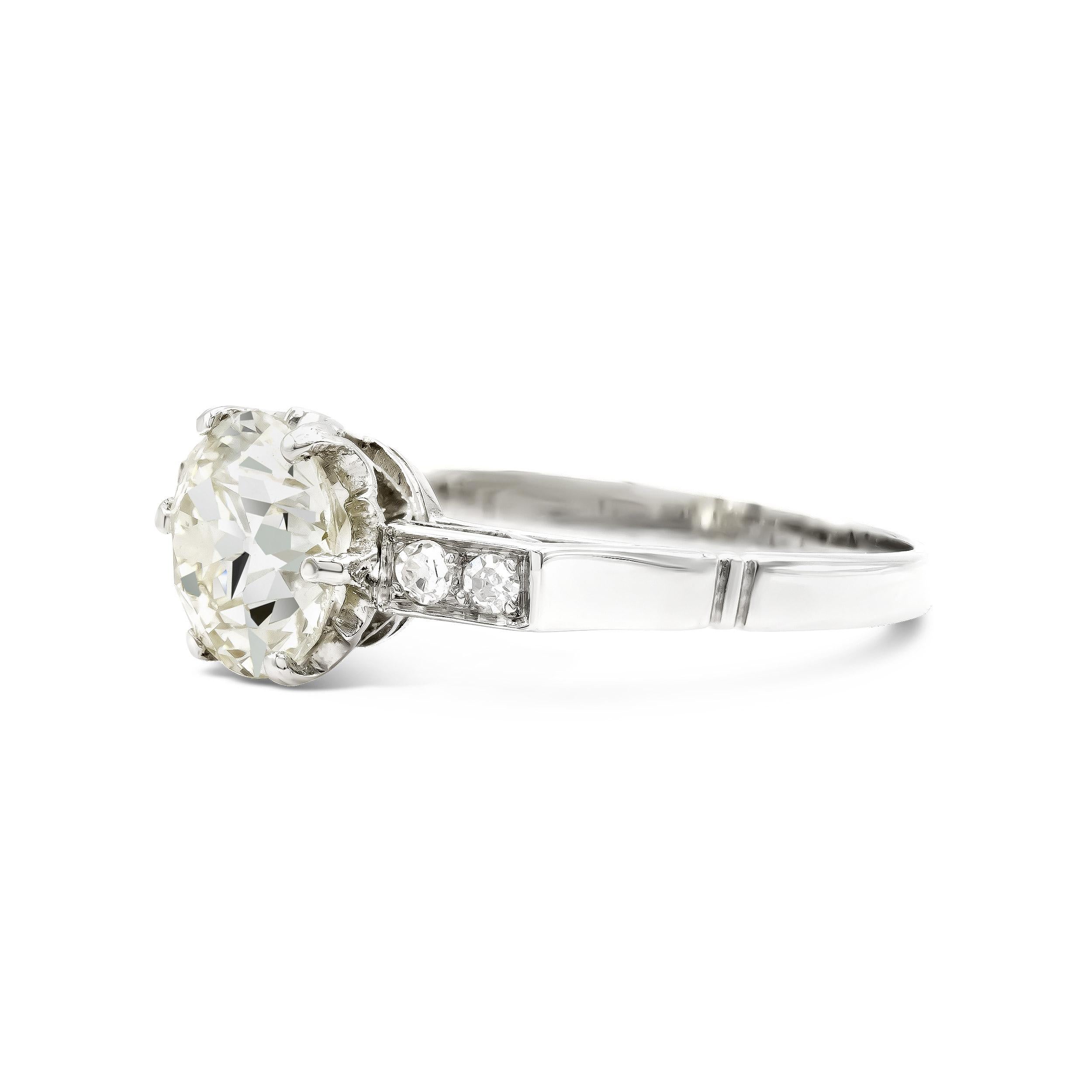 Old European Cut Art Deco GIA Certified 2.00 Ct. Engagement Ring N VS2 in Platinum For Sale