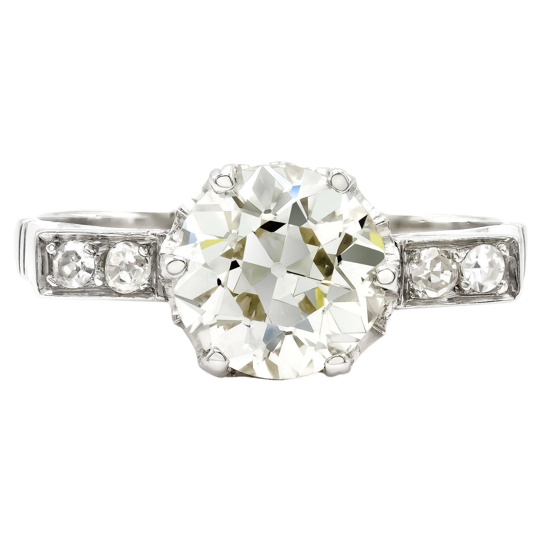 Art Deco GIA Certified 2.00 Ct. Engagement Ring N VS2 in Platinum