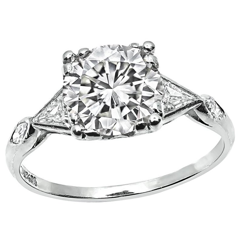 Art Deco GIA Certified 2.01ct Diamond Platinum Engagement Ring