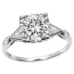 Art Deco GIA Certified 2.01ct Diamond Platinum Engagement Ring