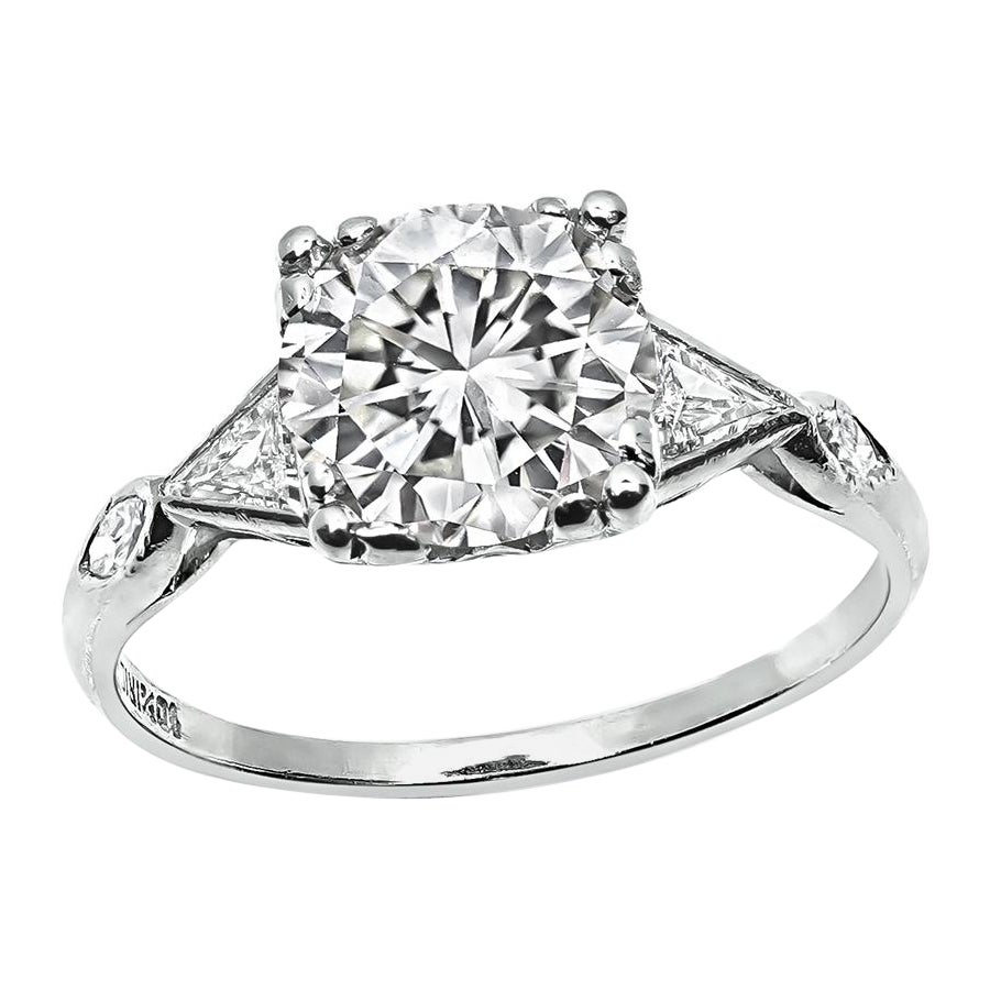 Art Deco GIA Certified 2.01ct Diamond Platinum Engagement Ring