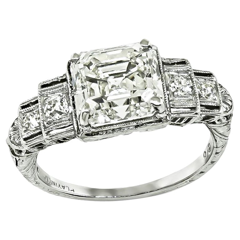 Bague de fiançailles Art déco en diamants certifiés GIA de 3.01 carat