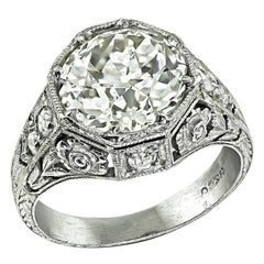 Art Deco GIA Certified 3.02ct Diamond Engagement Ring